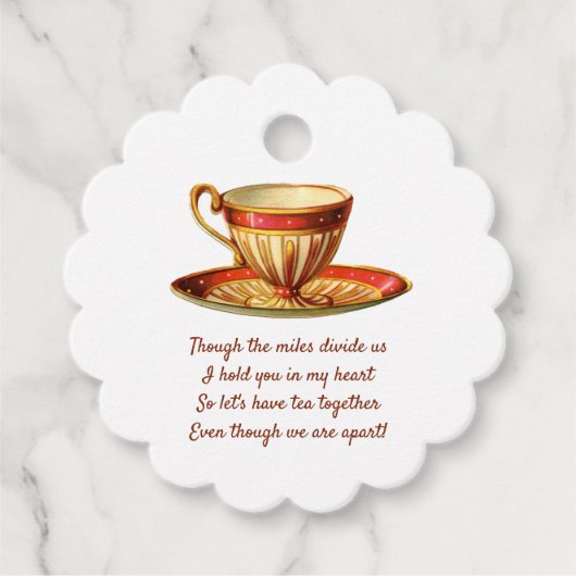 編集可能な赤いティーカップacross Milesティーバッグポーチ フェイバータグ (正面)