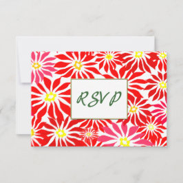 編集可能な赤いポインセチアの花のホリデーRSVP 出欠カード