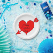 編集可能な赤い矢印ハートバレンタインデー ペーパープレート (パーティー)