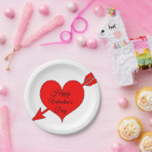 編集可能な赤い矢印ハートバレンタインデー ペーパープレート (パーティー)