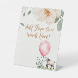 編集可能な赤ちゃんシャワーのサイン – "甘い小さな子羊" 台座サイン