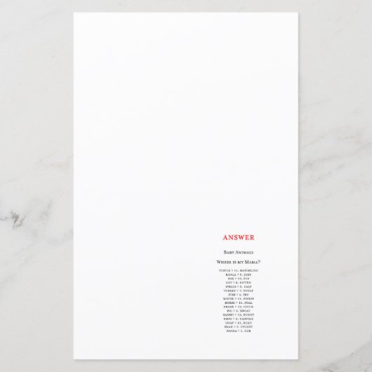 編集可能な赤ちゃん動物のマッチ、どこママw答え (裏面)