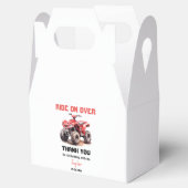 編集可能な赤ATVホイーラーバイク誕生日パーティー フェイバーボックス (オープン)