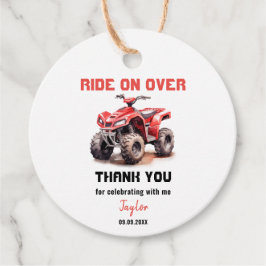 編集可能な赤ATVホイーラーバイク誕生日 フェイバータグ