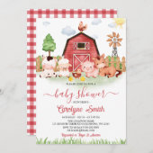 編集可能な農場の動物のベビーシャワー招待状 招待状 (正面/裏面)