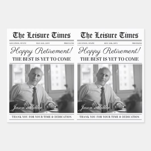 編集可能な退職新聞フラワーブーケ ラッピングペーパーシート (正面)