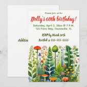 編集可能な遊び心あふれる森の花々 招待状 (正面/裏面)