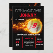 編集可能な野球の誕生日招待状 招待状 (正面/裏面)