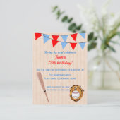 編集可能な野球ソフトボール誕生日 インビテーションポストカード (スタンド正面)