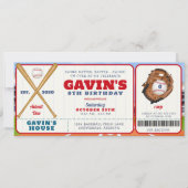 編集可能な野球チケットスポーツ誕生日パーティー 招待状 (正面)