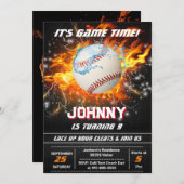 編集可能な野球誕生日パーティーの招待 招待状 (正面/裏面)