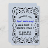 編集可能な野球誕生日招待状 招待状 (正面/裏面)