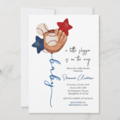 編集可能な野球赤ちゃんシャワーリトルルーキー 招待状 (正面)