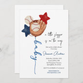 編集可能な野球赤ちゃんシャワーリトルルーキー 招待状 (正面/裏面)