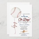 編集可能な野球赤ちゃんシャワールーキーベビー散水 招待状 (正面/裏面)