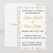 編集可能な金箔の葉の蔦のフレーム 招待状 (正面/裏面)