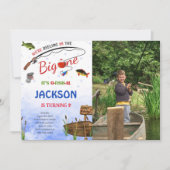 編集可能な釣りの誕生日写真招待状 招待状 (正面)