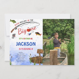 編集可能な釣りの誕生日写真招待状 招待状