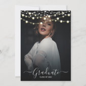 編集可能な銀色の金ゴールドきらめくライトの卒業 招待状 (裏面)