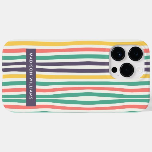 編集可能な銘文色付き線ミニマル Case-Mate iPhoneケース (裏面 (横))