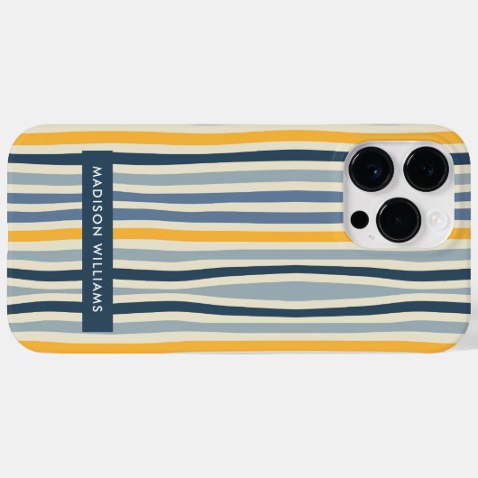 編集可能な銘文色付き線ミニマル Case-Mate iPhoneケース (裏面 (横))