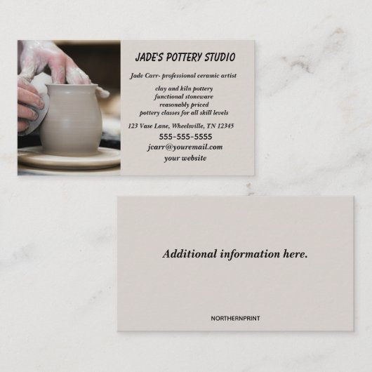 編集可能な陶芸スタジオ 名刺 (正面/裏面)