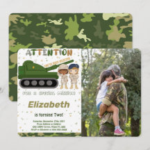 編集可能な陸軍写真招待状