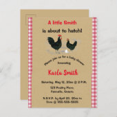 編集可能な雄鶏と鶏赤ちゃんシャワー招待状 インビテーションポストカード (正面/裏面)