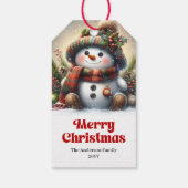 編集可能な雪だるまの子供向けギフトタグ クリスマスパーソナライズド ギフトタグ (裏面)