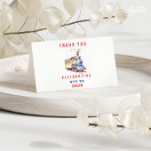 編集可能な電車の折りたつみありがとうカード-2歳の誕生日 サンキューカード