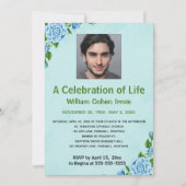 編集可能な青いバラの写真　人生の祝賀　 招待状 (正面)