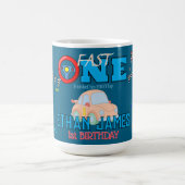 編集可能な青いレーシングボーイの1歳の誕生日招待状 コーヒーマグカップ (中央)