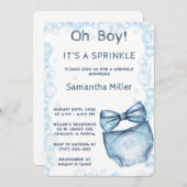 編集可能な青い散水赤ちゃんシャワー 招待状 (正面/裏面)