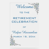 編集可能な青い花お祝い アクリルサイン (正面)