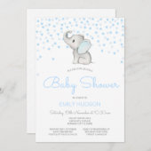 編集可能な青い象の招待状 招待状 (正面/裏面)