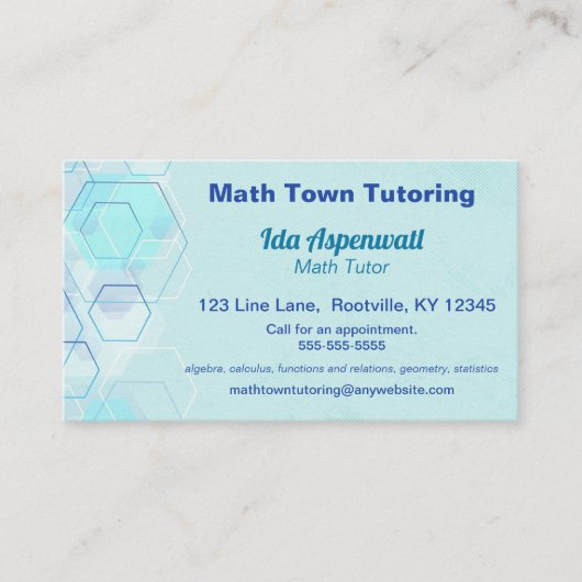 編集可能な青の幾何学数学のチュートリアル 名刺 (正面)