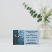 編集可能な青レンガのセキュリティシステム 名刺 (スタンド正面)