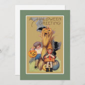 編集可能な面白いヴィンテージのハロウィン シーズンカード (正面/裏面)