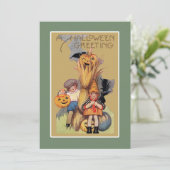 編集可能な面白いヴィンテージのハロウィン シーズンカード (スタンド正面)