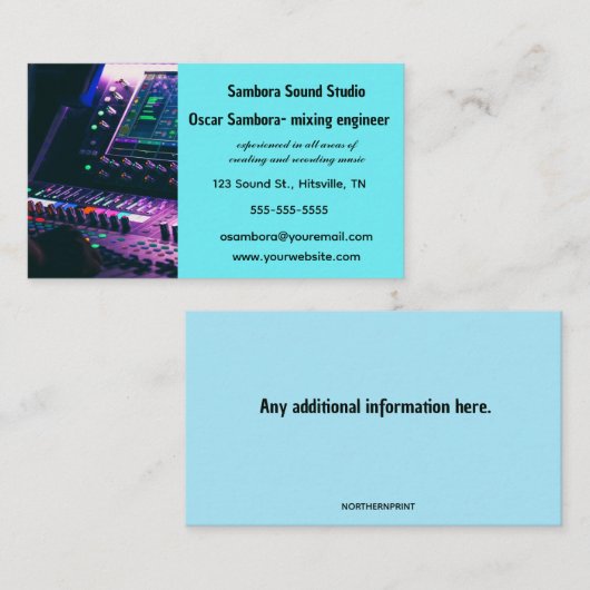 編集可能な音楽サウンドミキシングエンジニア 名刺 (正面/裏面)