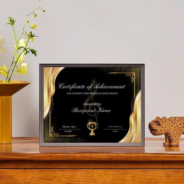 編集可能な音楽実績認定証 (Editable Music Certificate of Achievement Award)