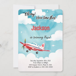 編集可能な飛行機の子供の誕生日パーティー 招待状