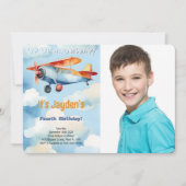 編集可能な飛行機の誕生日パーティーの写真 招待状 (正面)