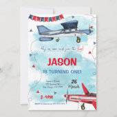 編集可能な飛行機招待状 招待状 (正面)