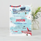 編集可能な飛行機招待状 招待状 (スタンド正面)