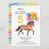 編集可能な馬の誕生日の招待//虹 招待状 (正面/裏面)