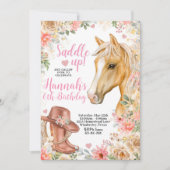 編集可能な馬の誕生日招待状、カウガール招待 招待状 (正面)