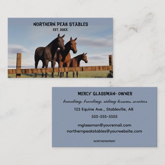 編集可能な馬厩舎 名刺 (正面/裏面)