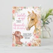 編集可能な馬誕生日招待状、女性のカーボーイ招待状 招待状 (スタンド正面)
