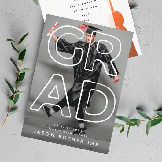 編集可能な高度卒業 |写真モダン 案内状